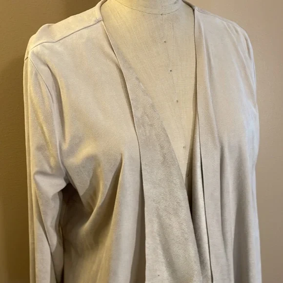 Soft surroundings ultra soft cardigan with raw edge in taupe - Picture 2 of 9